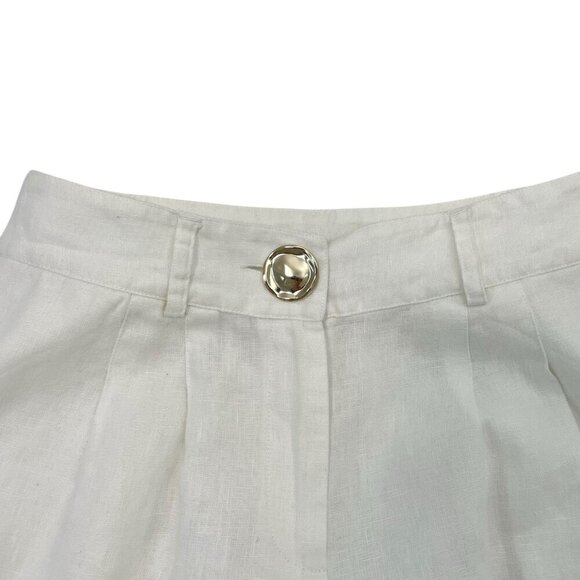 SOFT SURROUNDINGS 100% Linen Pleated Cropped Wide Leg Pants Pockets White size 4 - Picture 4 of 13